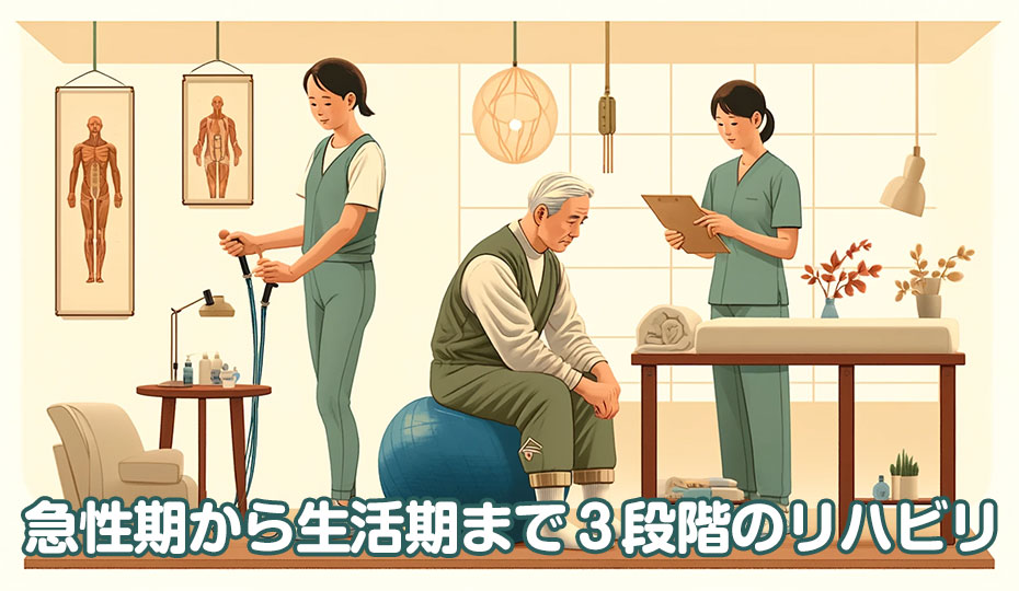 急性期から生活期まで３段階のリハビリテーションとは